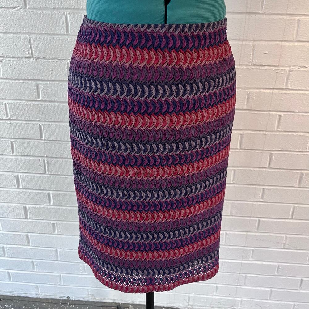 Vintage 90s blue, red, and purple striped knit layered skirt